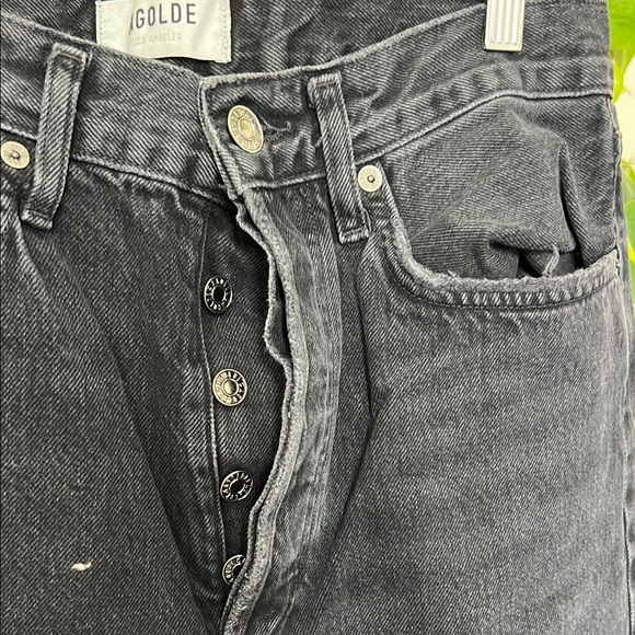Agolde High Rise Black Distressed Jeans - Picture 3 of 6